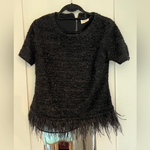 Anthropologie Deletta Sequin and Feather Trim Blouse - Picture 2 of 4